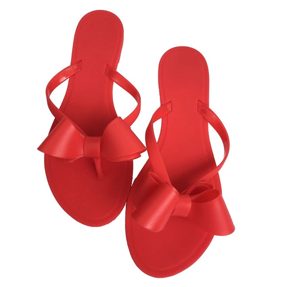 Jelly bow flip flops